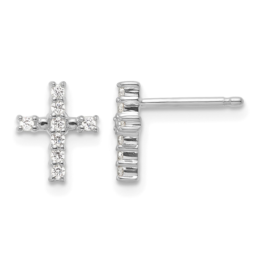 14k White Gold Polished Diamond Cross Post Earrings (EM5533-015-WA)