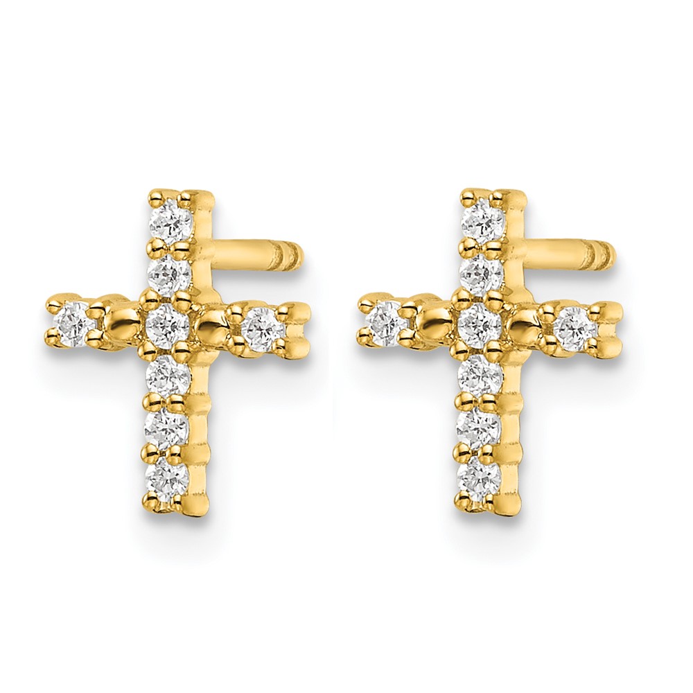 14k Gold Polished Diamond Cross Post Earrings (EM5533-015-YA)