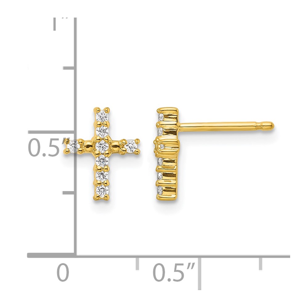 14k Gold Polished Diamond Cross Post Earrings (EM5533-015-YA)