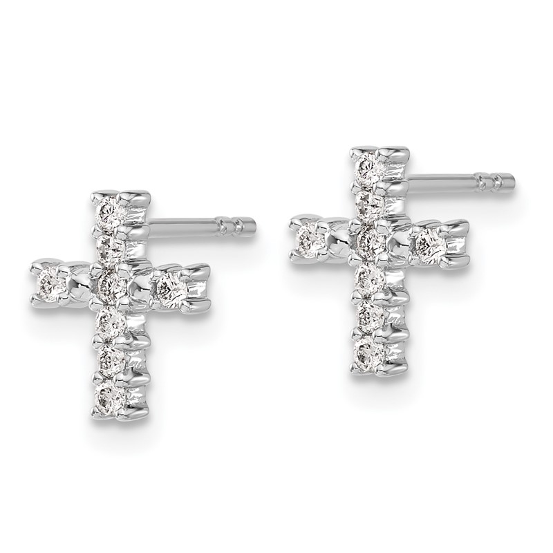 14k White Gold 1/5 carat Lab Grown Diamond VS/SI+ G+ Cross Post Earrings