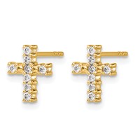 14K Yellow Gold 0.20 Carat Lab Grown Diamond VS SI+ G+ Cross Post Earrings view 2
