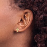14K Yellow Gold 0.20 Carat Lab Grown Diamond VS SI+ G+ Cross Post Earrings view 3