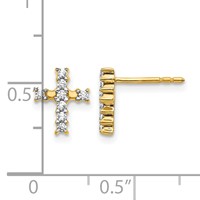 14K Yellow Gold 0.20 Carat Lab Grown Diamond VS SI+ G+ Cross Post Earrings view 4