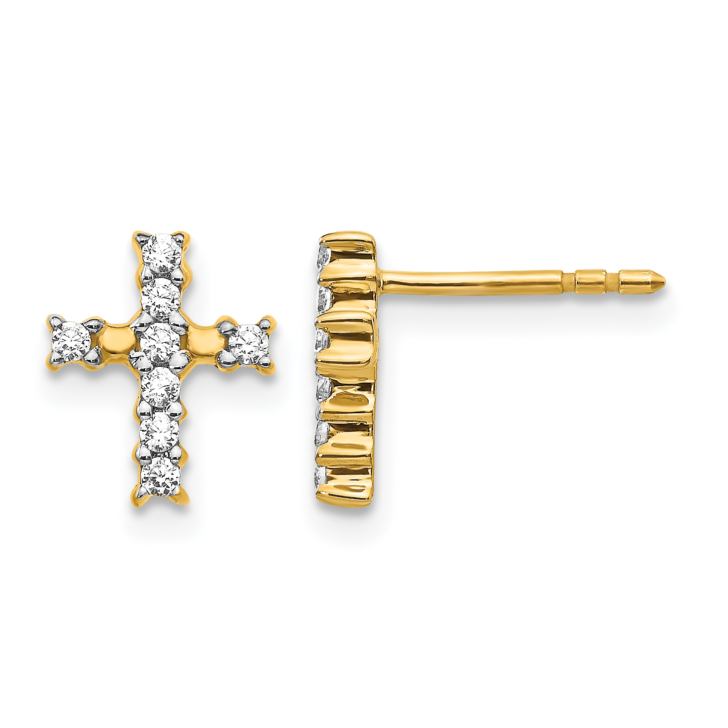 14K Lab Grown Diamond VS/SI FGH Cross Post Earrings (EM5533-020-YLG)