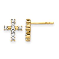 14K Yellow Gold 0.20 Carat Lab Grown Diamond VS SI+ G+ Cross Post Earrings view 1