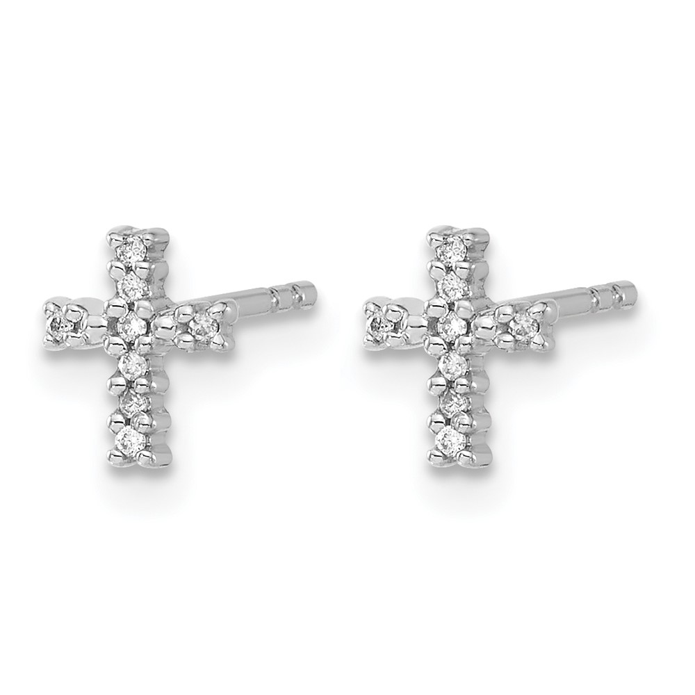 10k White Gold Polished Diamond Cross Post Earrings (EM5534-005-1WA)