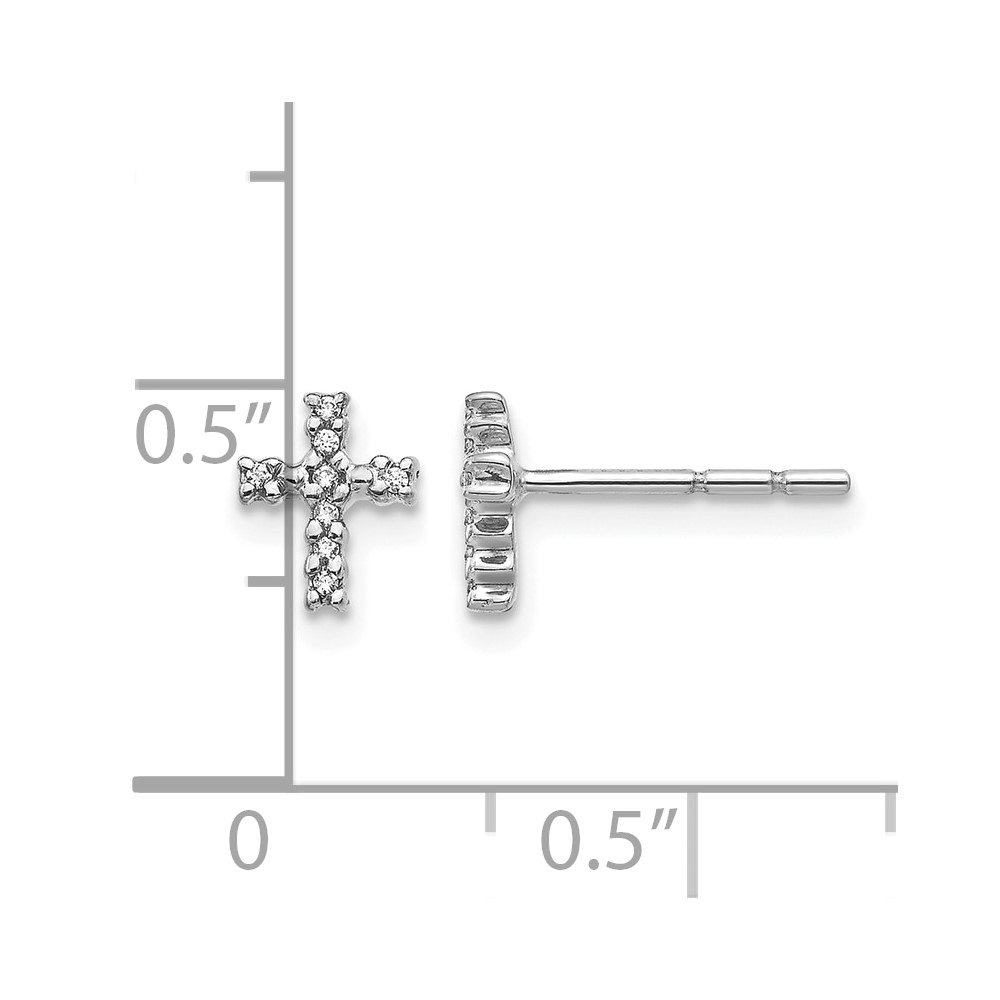 10k White Gold Polished Diamond Cross Post Earrings (EM5534-005-1WA)