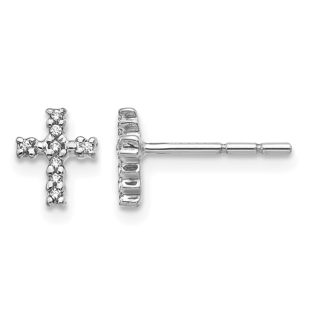 10k White Gold Polished Diamond Cross Post Earrings (EM5534-005-1WA)