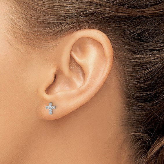 Diamond Cross Post Earrings