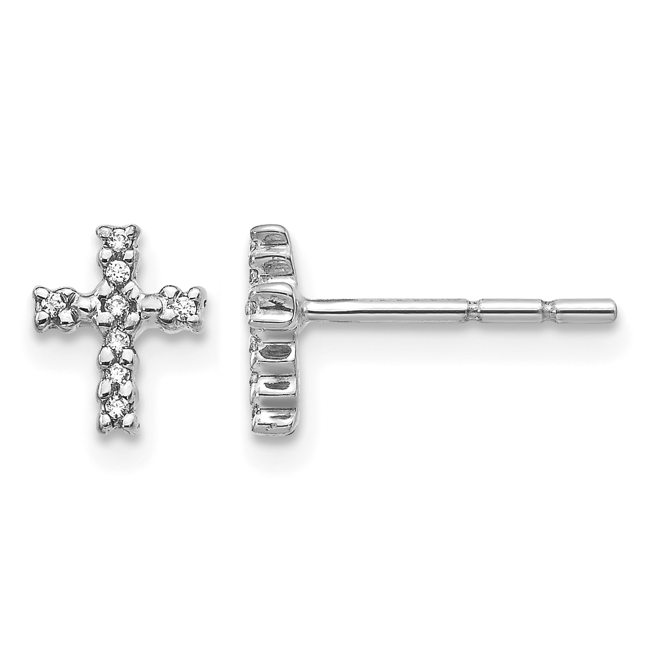 14k White Gold Polished Diamond Cross Post Earrings (EM5534-005-WA)