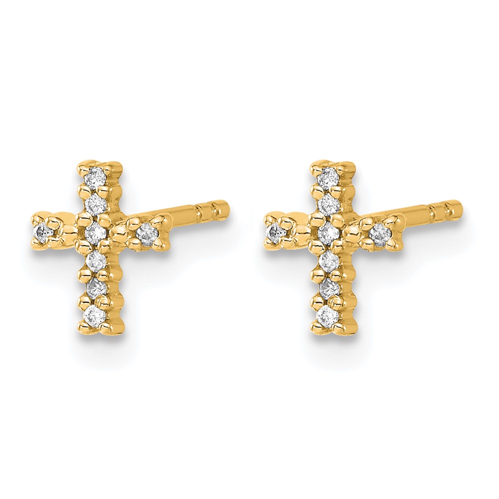 14k w/Rhodium Diamond Cross Post Earrings (EM5534-005-YA)