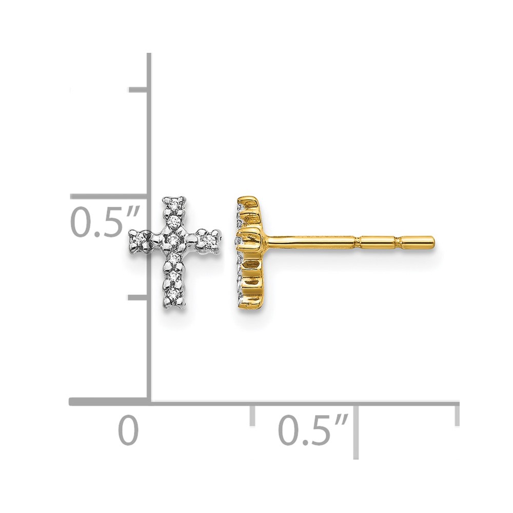 14k w/Rhodium Diamond Cross Post Earrings (EM5534-005-YA)
