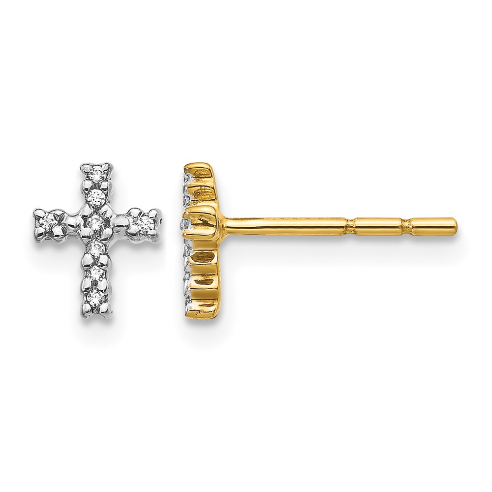 14k w/Rhodium Diamond Cross Post Earrings (EM5534-005-YA)