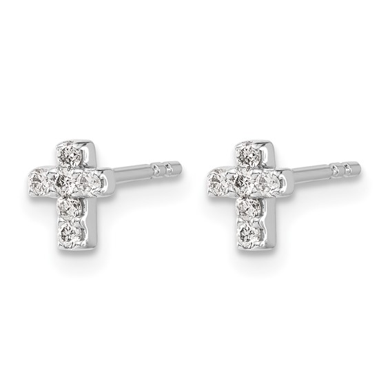 14k White Gold 1/6 carat Diamond Mini Cross Post Earrings