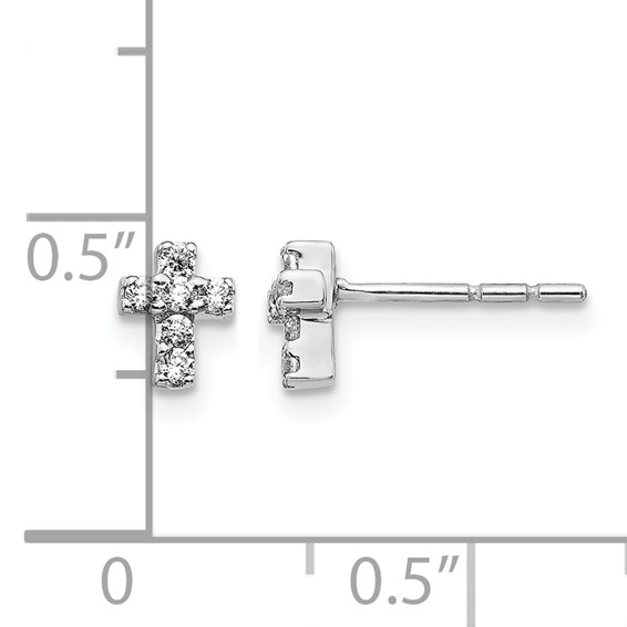 14k White Gold 1/6 carat Diamond Mini Cross Post Earrings