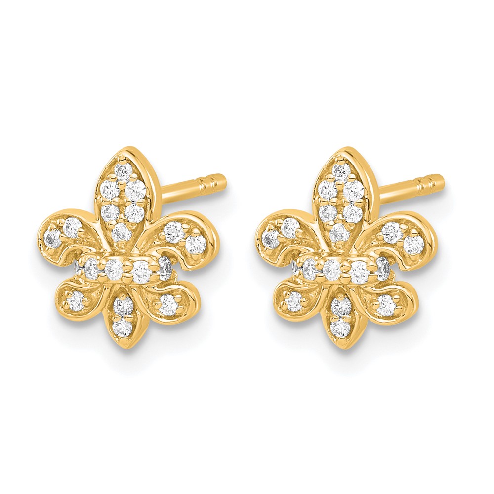14k Diamond Fleur de Lis Post Earrings (EM5537-016-YA)