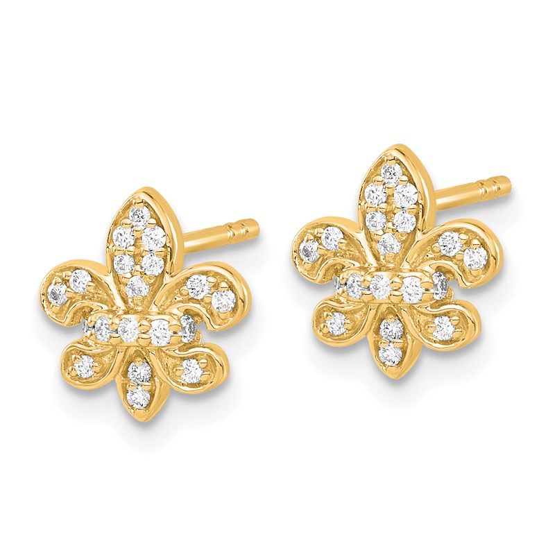 14K Lab Grown VS/SI+ G+ Dia Fleur de Lis Post Earrings