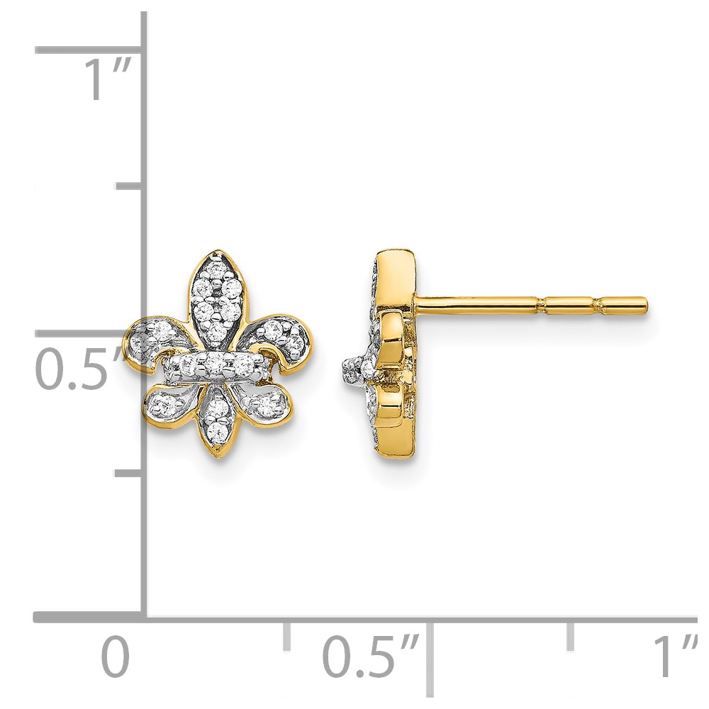 14k Diamond Fleur de Lis Post Earrings (EM5537-016-YA)