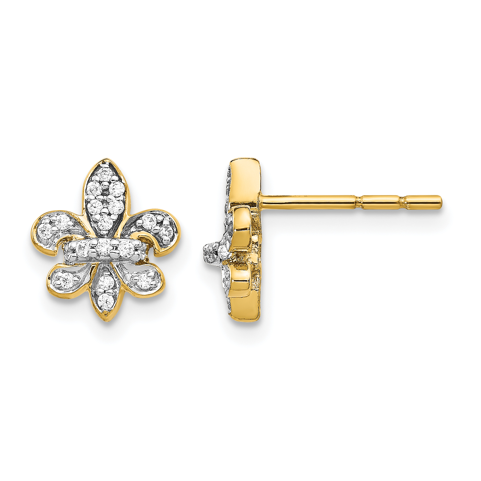 14k Diamond Fleur de Lis Post Earrings (EM5537-016-YA)
