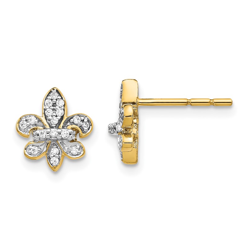 14K Lab Grown VS/SI+ G+ Dia Fleur de Lis Post Earrings