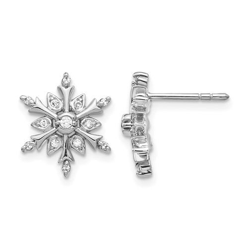 14K White Gold 0.17 Carat Lab Grown Diamond VS SI+ G+ Complete Snowflake Post Earrings