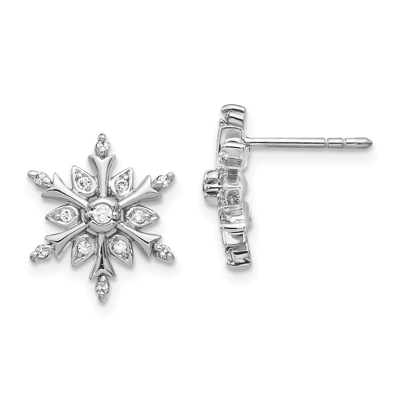 14k White Gold 1/6 carat Lab Grown Diamond VS/SI+ G+ Complete Snowflake Post Earrings