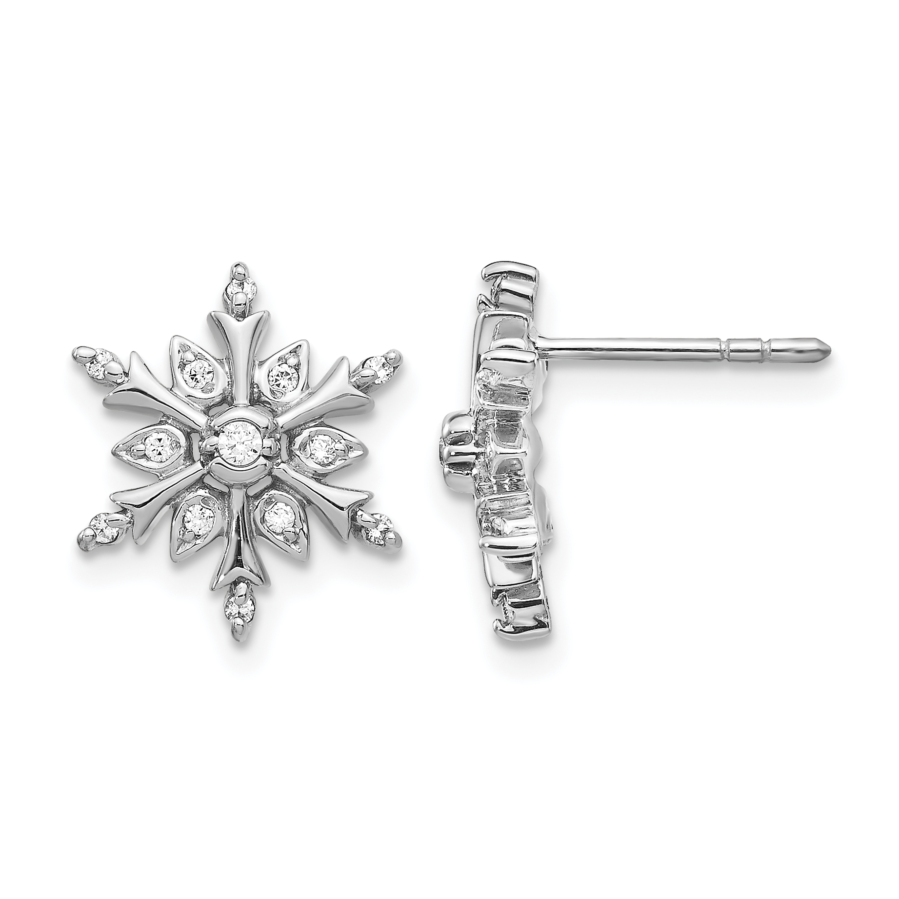 14k White Gold Diamond Snowflake Earrings (EM5539-016-WA)