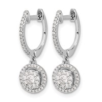 14K White Gold 0.50 Carat Lab Grown Diamond VS SI+ G+ Complete Halo Hinged Hoop Earrings view 2