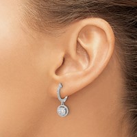 14K White Gold 0.50 Carat Lab Grown Diamond VS SI+ G+ Complete Halo Hinged Hoop Earrings view 3