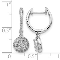 14K White Gold 0.50 Carat Lab Grown Diamond VS SI+ G+ Complete Halo Hinged Hoop Earrings view 4