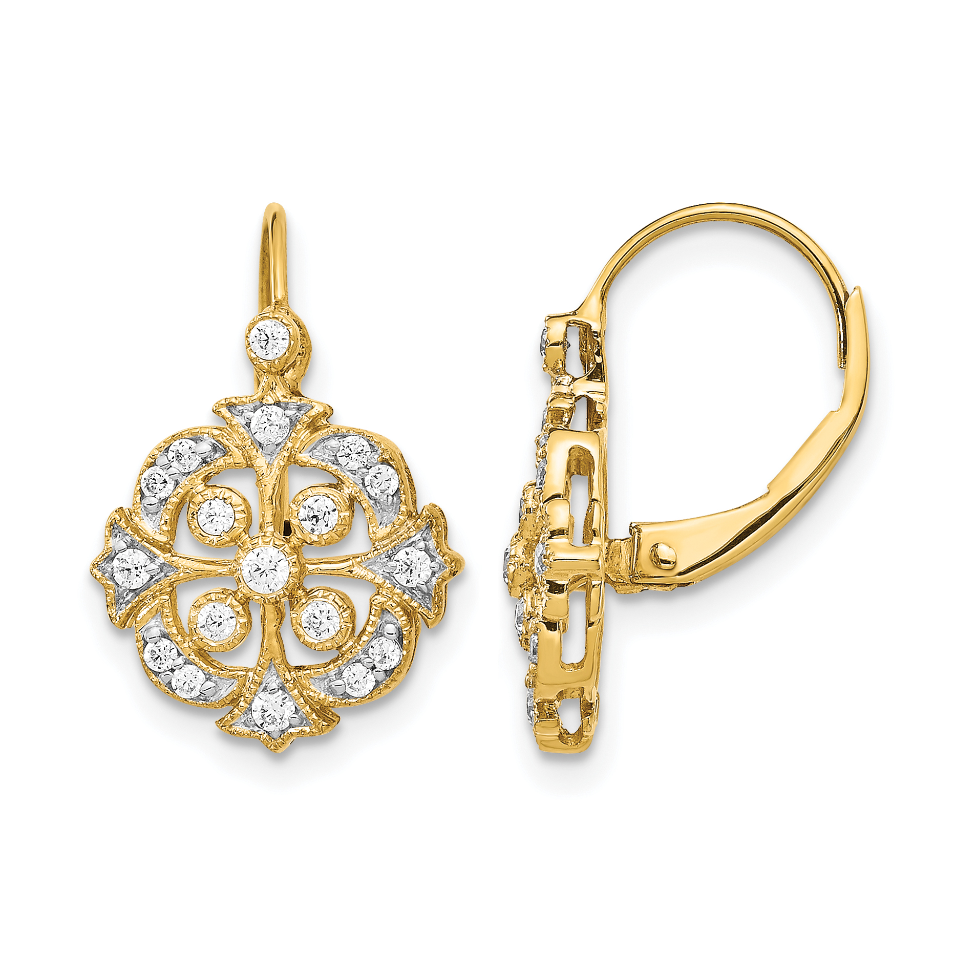 10k Diamond Leverback Earrings (EM5546-033-1YA)
