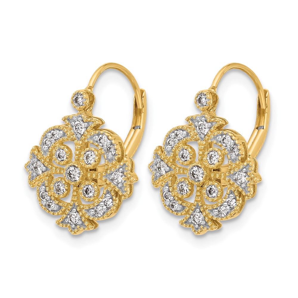 14k Diamond Leverback Earrings (EM5546-033-YA)