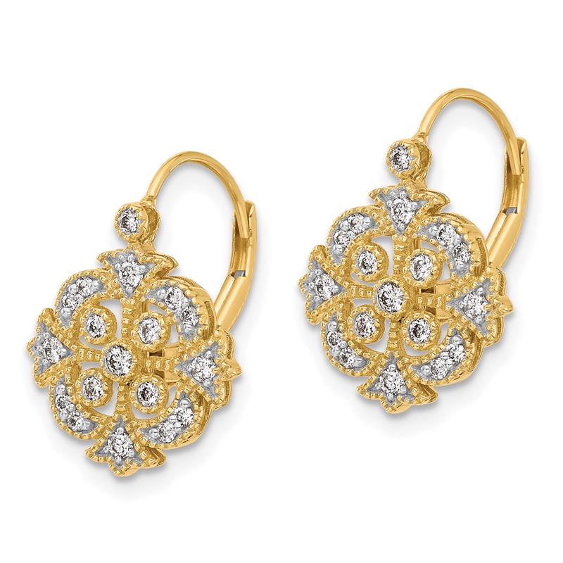 14k 1/3 carat Lab Grown Diamond VS/SI+ G+ Complete Fashion Leverback Earrings