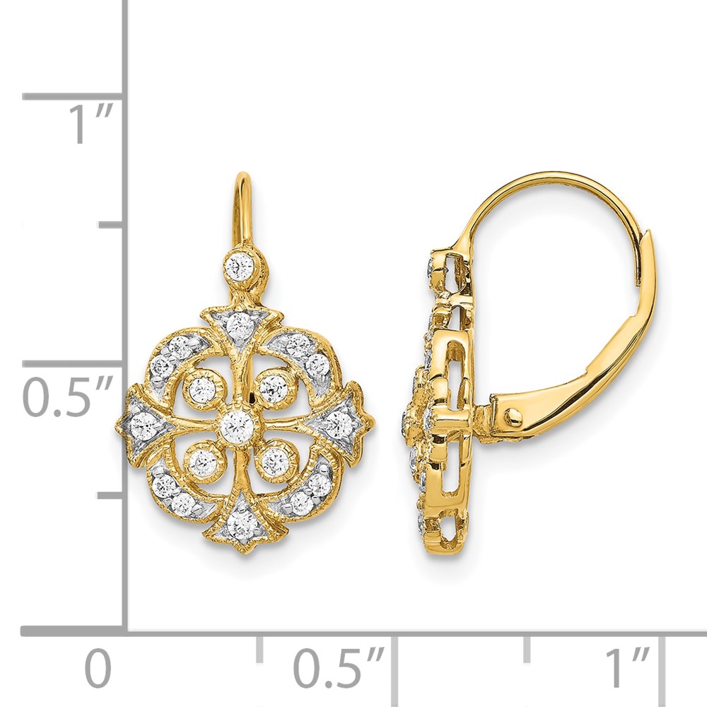 14k Diamond Leverback Earrings (EM5546-033-YA)