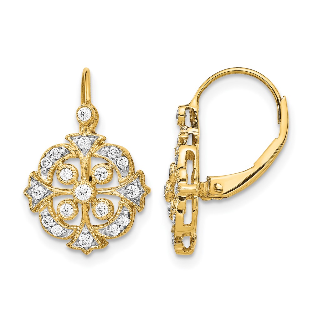 14k Diamond Leverback Earrings (EM5546-033-YA)