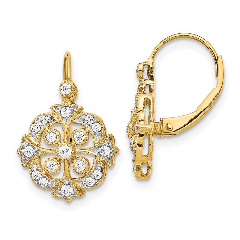 14k 1/3 carat Lab Grown Diamond VS/SI+ G+ Complete Fashion Leverback Earrings