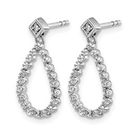 14K White Gold 0.25 Carat Lab Grown Diamond VS SI+ G+ Complete Dangle Teardrop Post Earrings view 2