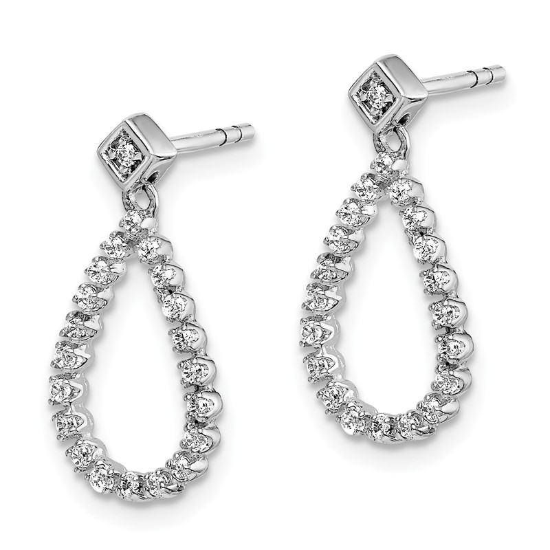 14k White Gold 1/4 carat Lab Grown Diamond VS/SI+ G+ Complete Dangle Teardrop Post Earrings