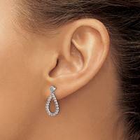 14K White Gold 0.25 Carat Lab Grown Diamond VS SI+ G+ Complete Dangle Teardrop Post Earrings view 3