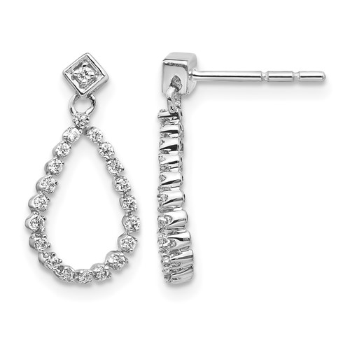 14K White Gold 0.25 Carat Lab Grown Diamond VS SI+ G+ Complete Dangle Teardrop Post Earrings