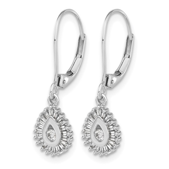Diamond Teardrop Halo Leverback Earrings