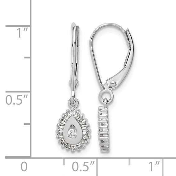Diamond Teardrop Halo Leverback Earrings