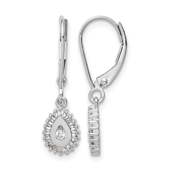 Diamond Teardrop Halo Leverback Earrings