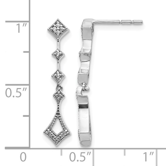 14k White Gold 1/10 carat Diamond Vintage-style Dangle Post Earrings