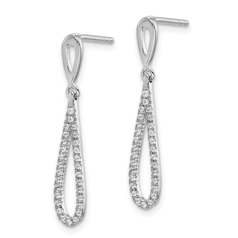 14k White Gold 1/5 carat Lab Grown Diamond VS/SI+ G+ Complete Fashion Dangle Post Earrings