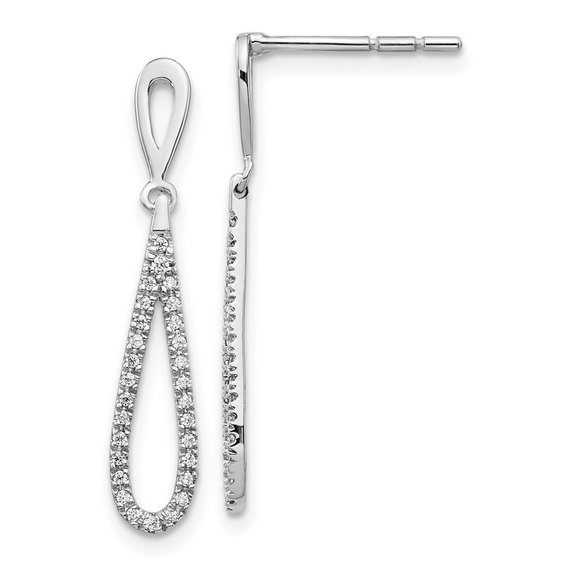14k White Gold 1/5 carat Lab Grown Diamond VS/SI+ G+ Complete Fashion Dangle Post Earrings
