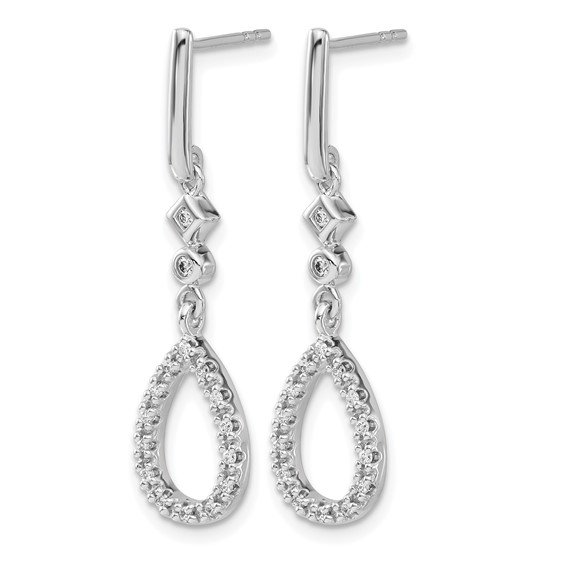 14k White Gold 1/4 carat Diamond Teardrop Dangle Post Earrings