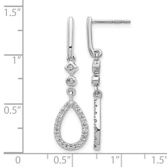 14k White Gold 1/4 carat Diamond Teardrop Dangle Post Earrings