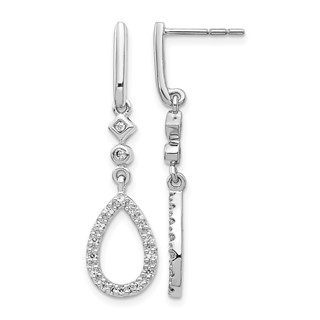 14k White Gold 1/4 carat Diamond Teardrop Dangle Post Earrings