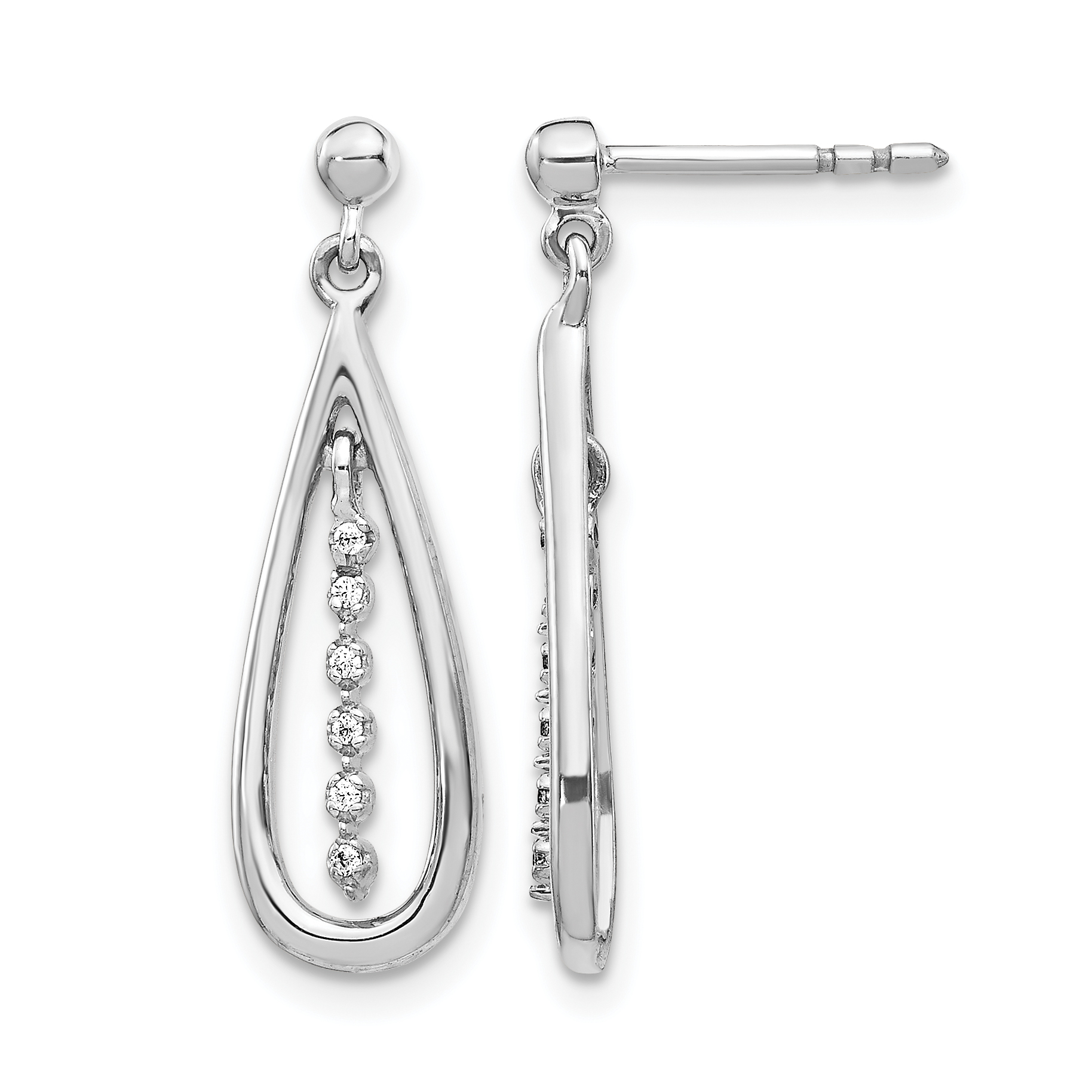 10k White Gold Diamond Teardrop Post Earrings (EM5563-004-1WA)